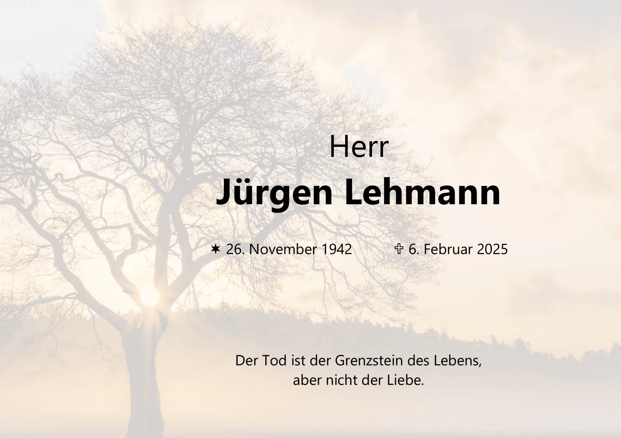 trauerbrief Jürgen Lehmann