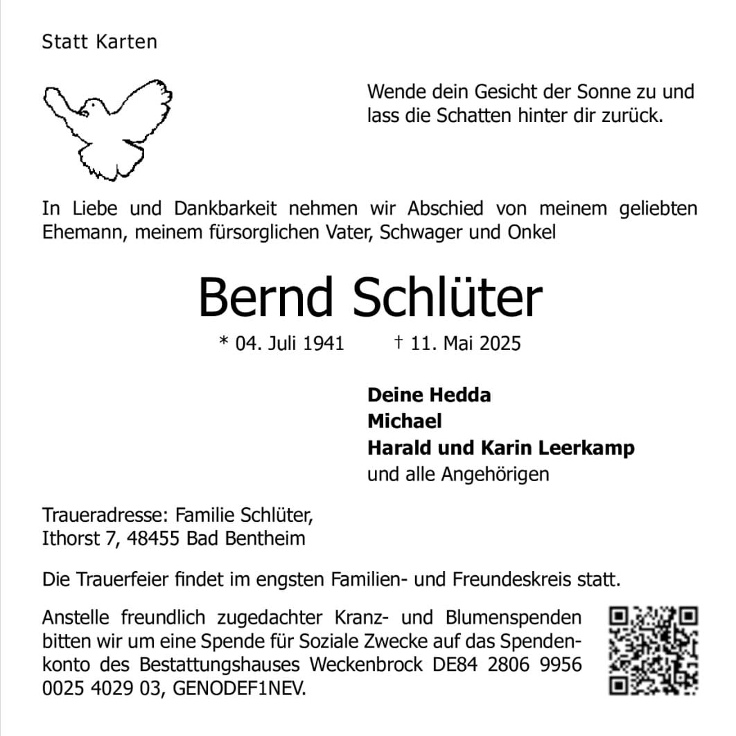trauerbrief Bernd Schlüter